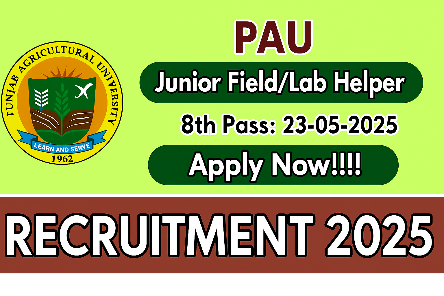 PAU Junior Fieldlab Helper Recruitment 2025